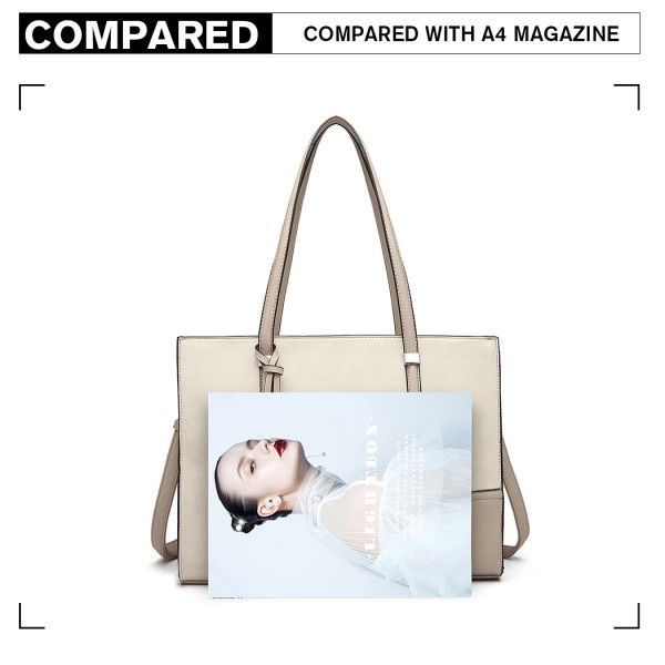 LN1909 - Miss Lulu Glossy Detail Shoulder Bag - Beige LN1909 - Miss Lulu Glossy Detail Shoulder Bag - Beige