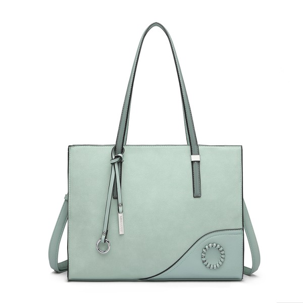 LN1909 - Miss Lulu Glossy Detail Shoulder Bag - Green