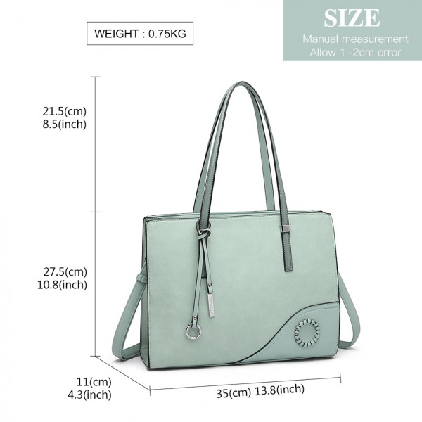 LN1909 - Miss Lulu Glossy Detail Shoulder Bag - Green