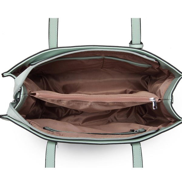 LN1909 - Miss Lulu Glossy Detail Shoulder Bag - Green