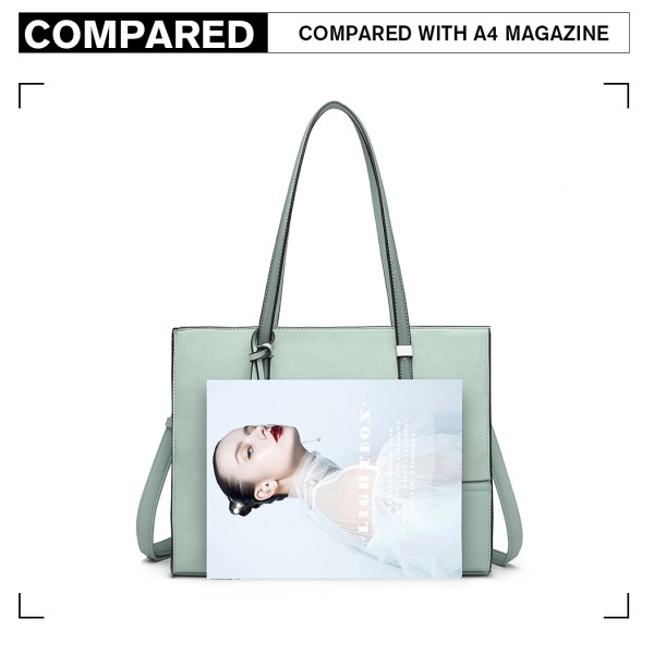 LN1909 - Miss Lulu Glossy Detail Shoulder Bag - Green