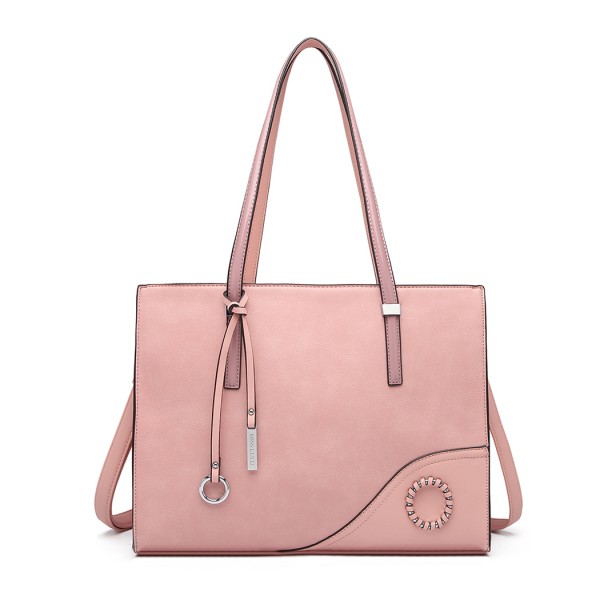 LN1909 - Miss Lulu Glossy Detail Shoulder Bag - Pink