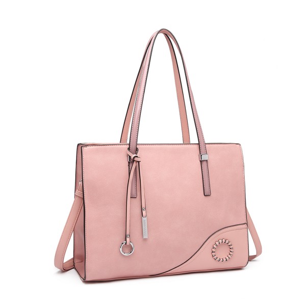 LN1909 - Miss Lulu Glossy Detail Shoulder Bag - Pink