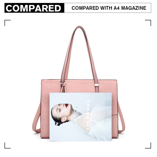 LN1909 - Miss Lulu Glossy Detail Shoulder Bag - Pink