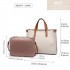 LN1910 - Miss Lulu Structured 2 Piece Shoulder Bag Set - Beige LN1910 - Miss Lulu Structured 2 Piece Shoulder Bag Set - Beige