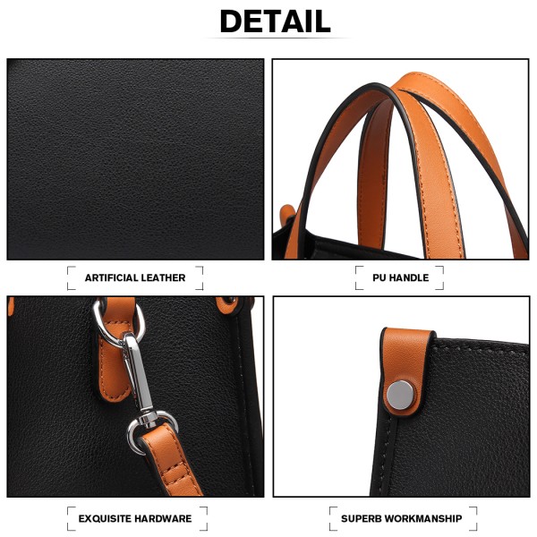 LN1910 - Miss Lulu Structured 2 Piece Shoulder Bag Set - Back