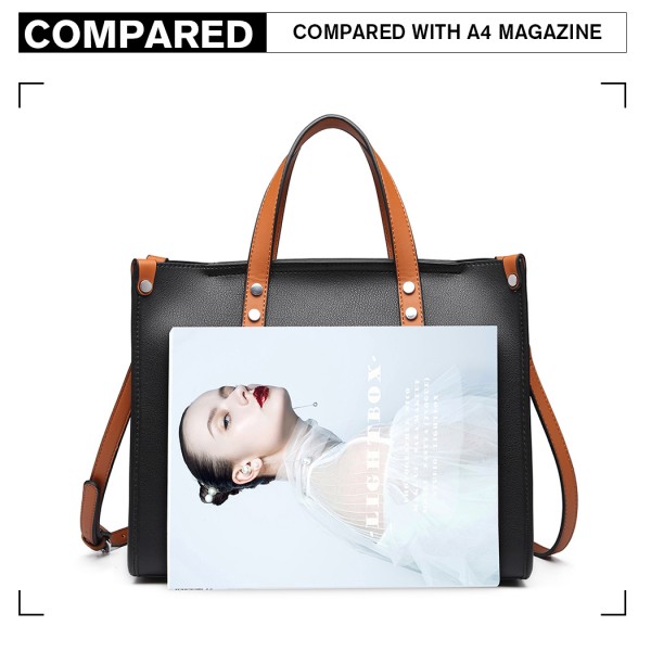 LN1910 - Miss Lulu Structured 2 Piece Shoulder Bag Set - Back