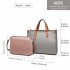 LN1910 - Miss Lulu Structured 2 Piece Shoulder Bag Set - Grey