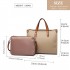 LN1910 - Miss Lulu Structured 2 Piece Shoulder Bag Set - Khaki