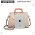 LN6849 - Miss Lulu Leather Look Handbag with Wooden Handles - Apricot