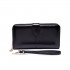 LP1782 BK - Unisex Leather Look Zipped Long Purse Black