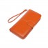 LP1782 BN - Unisex Leather Look Zipped Long Purse Brown