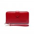 LP1782 BY - Unisex Leather Look Zipped Long Purse Burgundry