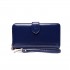 LP1782 NY - Unisex Leather Look Zipped Long Purse Navy