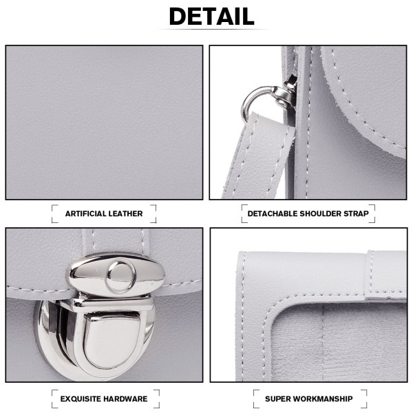 LP2034 - Miss Lulu Multi Use Purse Clutch Mini Shoulder Bag - Grey