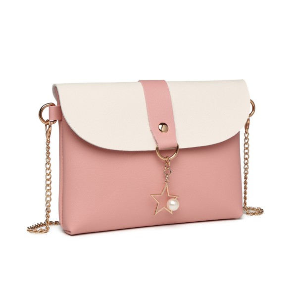 LP2061 - Miss Lulu Cross body Purse with a Charm - Pink