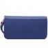LP6683 - Miss Lulu Women Leather Look Double Zipped Long Purse Blue