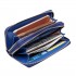 LP6683 - Miss Lulu Women Leather Look Double Zipped Long Purse Blue