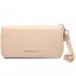 LP6683 - Miss Lulu Women Leather Look Double Zipped Long Purse Beige