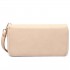 LP6683 - Miss Lulu Women Leather Look Double Zipped Long Purse Beige