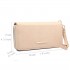 LP6683 - Miss Lulu Women Leather Look Double Zipped Long Purse Beige