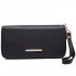 LP6683 - Miss Lulu Women Leather Look Double Zipped Long Purse Black