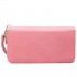 LP6683 - Miss Lulu Women Leather Look Double Zipped Long Purse Pink