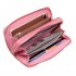 LP6683 - Miss Lulu Women Leather Look Double Zipped Long Purse Pink