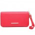 LP6683 - Miss Lulu Women Leather Look Double Zipped Long Purse Red