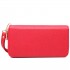 LP6683 - Miss Lulu Women Leather Look Double Zipped Long Purse Red