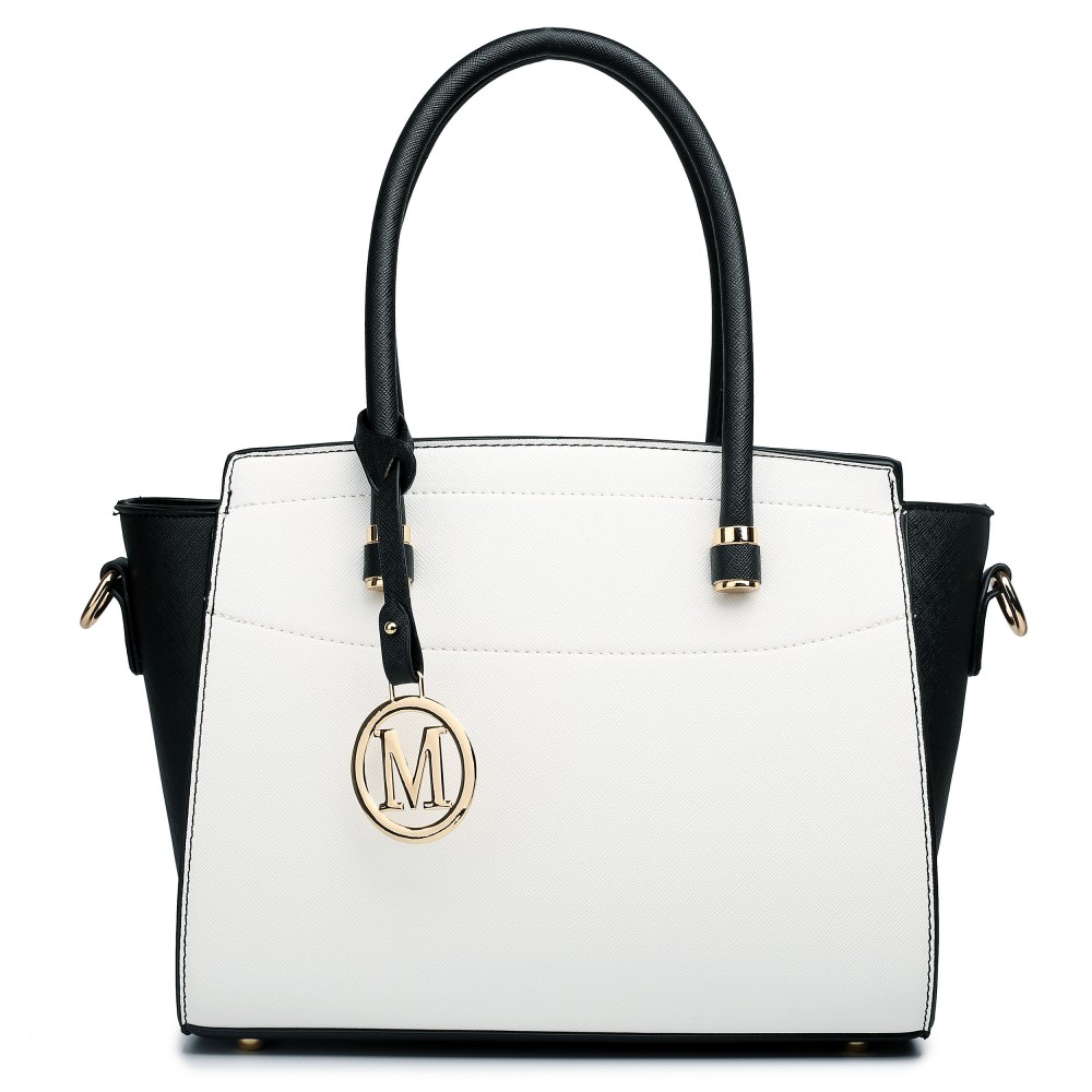 LT1625 Miss Lulu Leather Look Classic Shoulder Bag Black And White