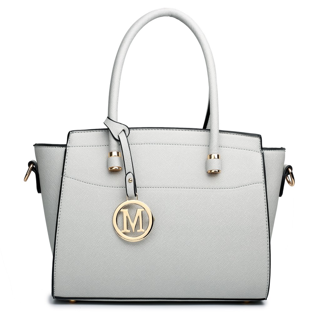 LT1625 - Miss Lulu Leather Look Classic Shoulder Bag Grey