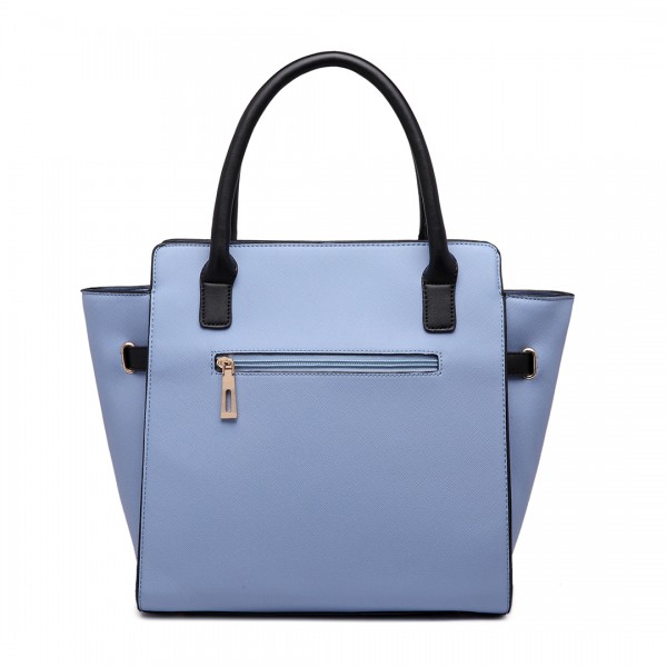 LT1646 - Miss Lulu Leather Look Padlock Tote Handbag Blue
