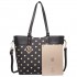 LT1653 - Miss Lulu Leather Look and Matte Oilcloth Polka Dot Tote Bag Black