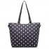 LT1653 - Miss Lulu Leather Look and Matte Oilcloth Polka Dot Tote Bag Navy