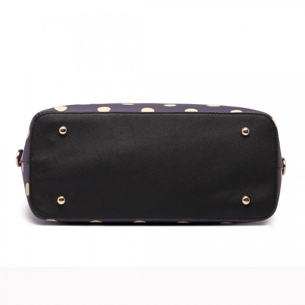 LT1653 - Miss Lulu Leather Look and Matte Oilcloth Polka Dot Tote Bag Purple