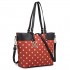 LT1653 - Miss Lulu Leather Look and Matte Oilcloth Polka Dot Tote Bag Red