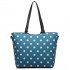 LT1653 - Miss Lulu Leather Look and Matte Oilcloth Polka Dot Tote Bag Teal