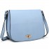 LT1662 - Miss Lulu Leather Look Cross Body Saddle Bag Blue