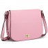 LT1662 - Miss Lulu Leather Look Cross Body Saddle Bag Pink