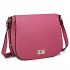 LT1662 - Miss Lulu Leather Look Cross Body Saddle Bag Plum