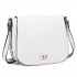 LT1662 - Miss Lulu Leather Look Cross Body Saddle Bag White