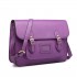 LT1665 - Miss Lulu Plain Leather Look School Work Satchel Purple
