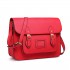 LT1665 - Miss Lulu Plain Leather Look School Work Satchel Red LT1665 - Miss Lulu Plain Leather Look School Work Satchel Red