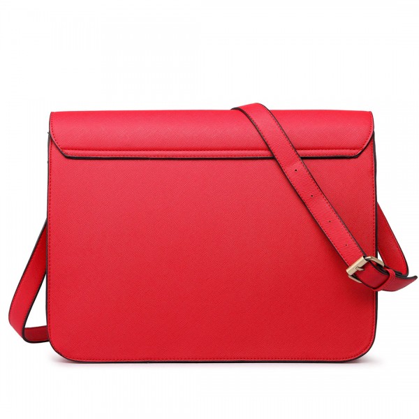 LT1665 - Miss Lulu Plain Leather Look School Work Satchel Red LT1665 - Miss Lulu Plain Leather Look School Work Satchel Red