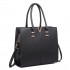 LT1666 - Miss Lulu Split Front Design Medium Tote Handbag Black LT1666 - Miss Lulu Split Front Design Medium Tote Handbag Black