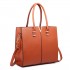 LT1666 - Miss Lulu Split Front Design Medium Tote Handbag Brown