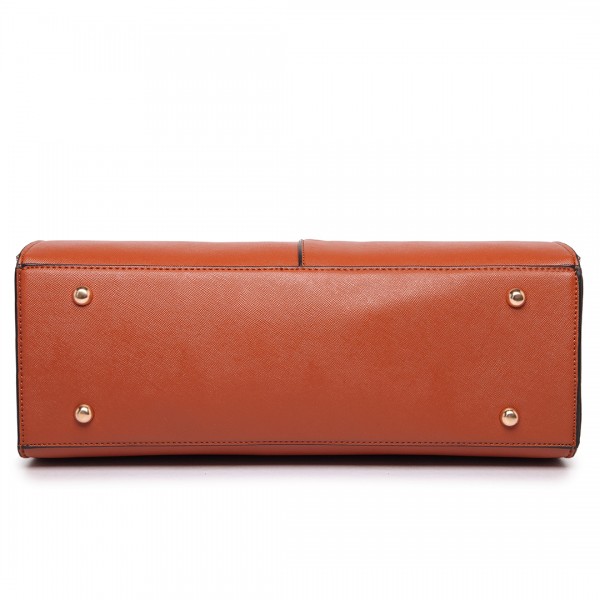 LT1666 - Miss Lulu Split Front Design Medium Tote Handbag Brown