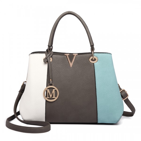 LT1701 - Miss Lulu Colour Block Panel Shoulder Bag Blue