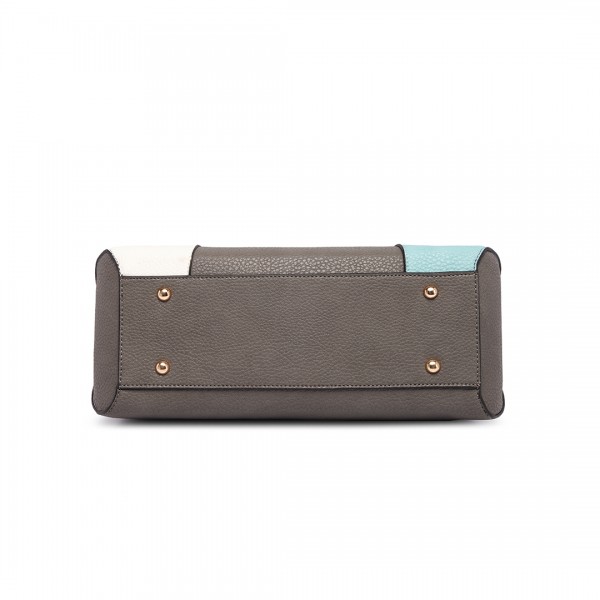 LT1701 - Miss Lulu Colour Block Panel Shoulder Bag Blue